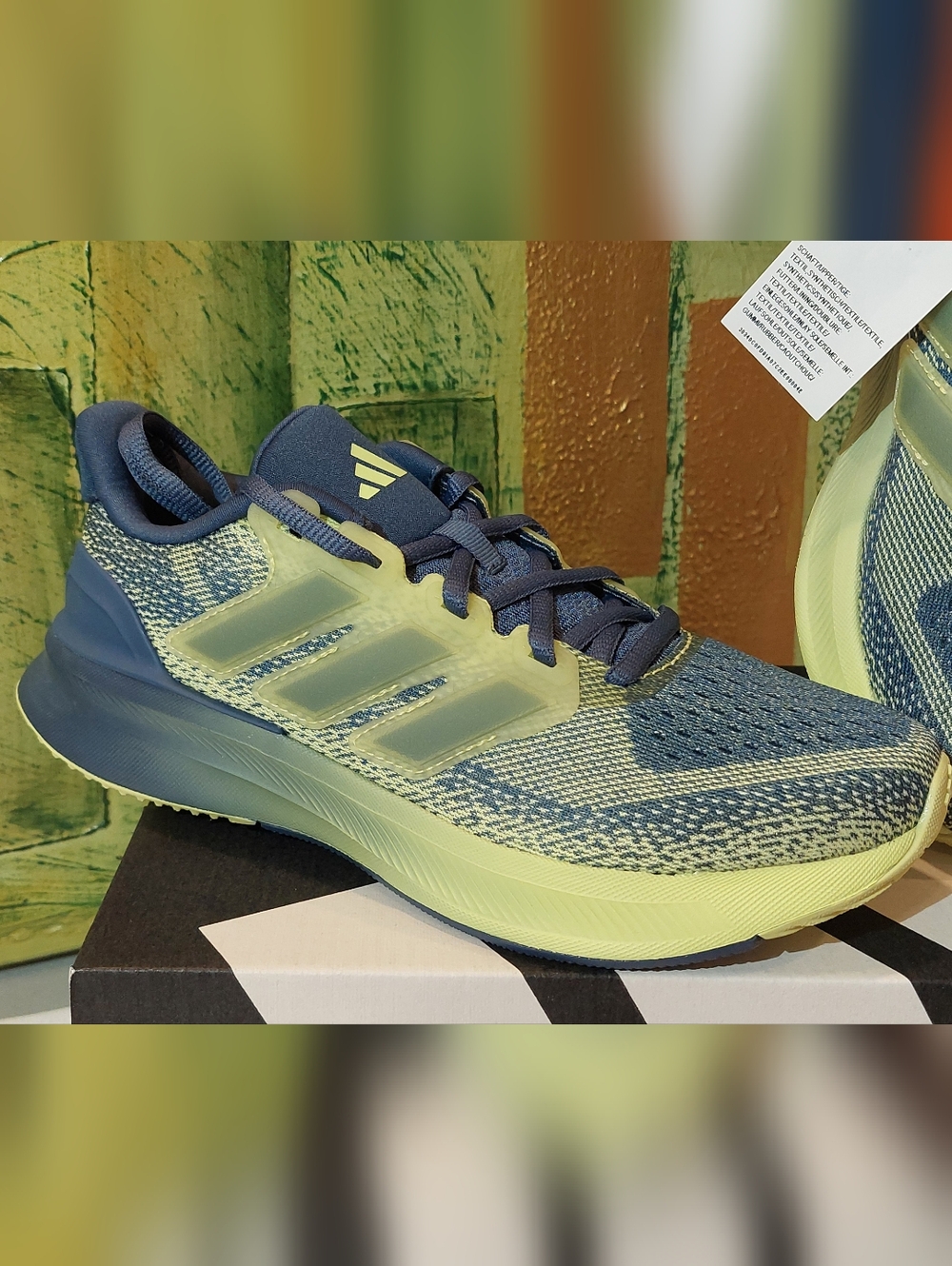 adidas Men's Blue and Light Green Running Shoes - Picture 2 of 8
